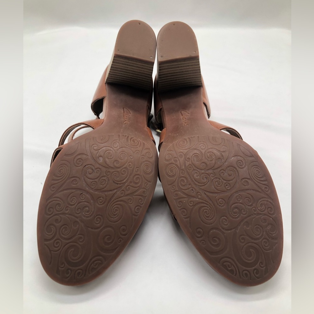 Clarks Artisan Sandals, Block Heel, Open Side, Br… - image 2